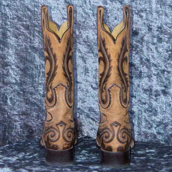 Corral Square Toe Cowboy Boot Brown & Tan 10 - Picture 13 of 15